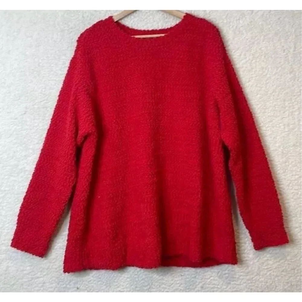 Style & Co NWT size 3X Fire Red Bobble Knit Sweater Pullover PLUS
